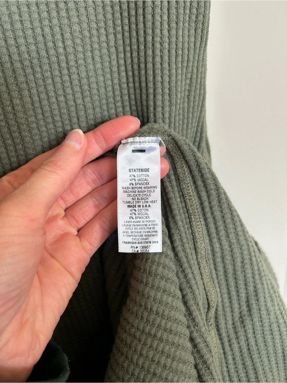 Stateside Olive Waffle Textured Sleeveless Turtleneck Midi Dress